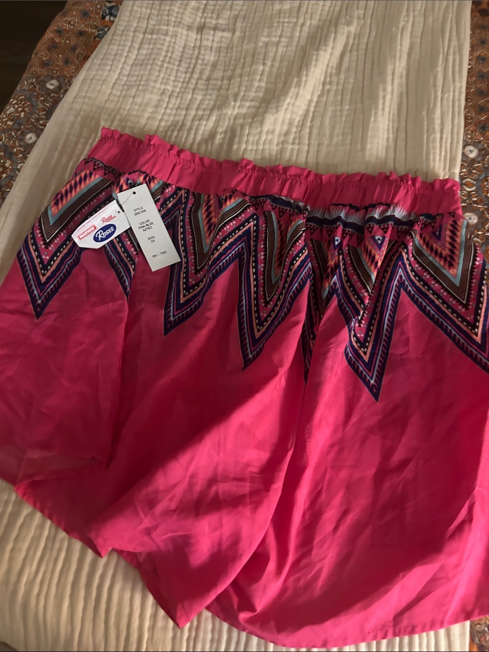 Bright Pink Boho Chevron Print Skirt